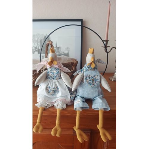 Poupée Tilda Poule Et Coq Fait Main