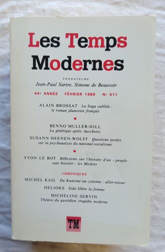 Revue Les Temps Modernes, N°511, Février 1989, Avec Des Textes De Alain Brossat / Benno Muller-Hill / Susana Heenen-Wolff...