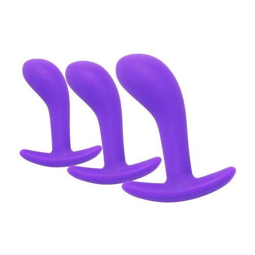 Gode Anal - Kit De 3 Mini Plugs Anal En Silicone 11 X 3,5 Cm Violet