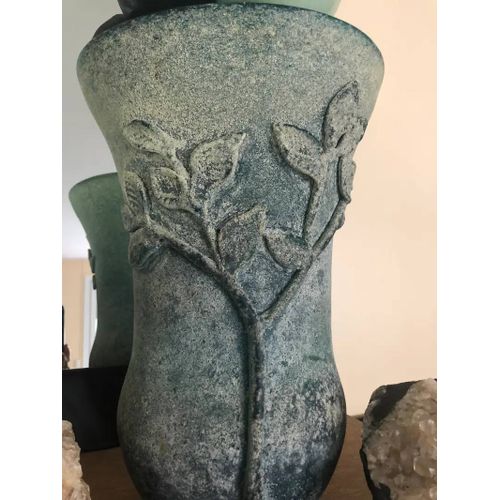 superbe vase en cristal Murano avec décoration feuillage (hauteur 41cm, ouverture 31cm)