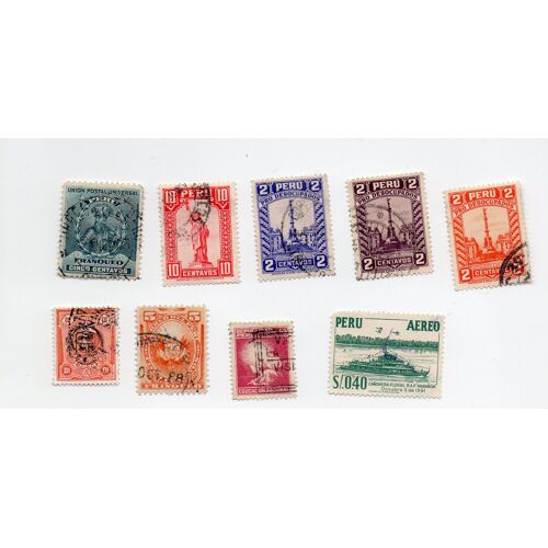 Pérou- Lot De 9 Timbres Oblitérés Divers
