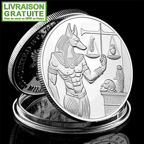 Dieu Anubis Egypte - Pièce Médaille Commémorative Plaquée Argent