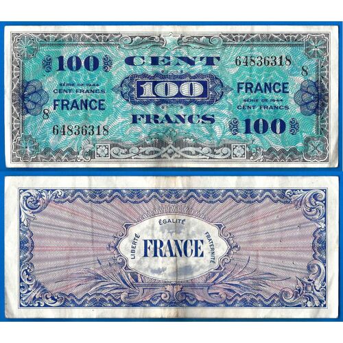 France 100 Francs 1944 Serie 8 Billet Imprimé Par Les Usa Franc
