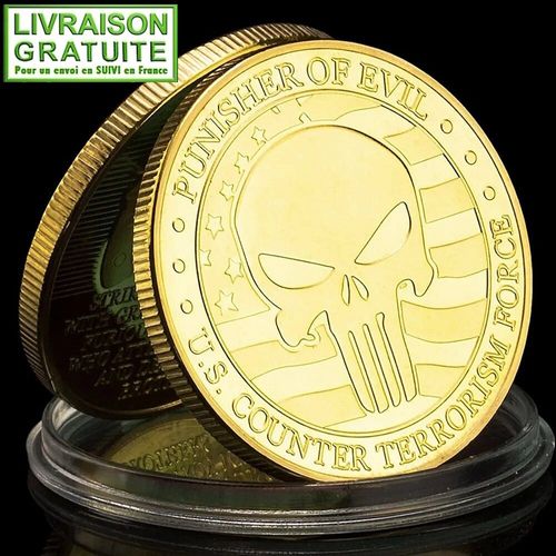 Punisher Of Evil Us Counter Terrorism Force - Médaille Commémorative Plaquée Or