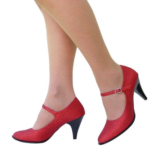Chaussures De Fêtes Escarpins À Bride Haut Talons 8 Cm Rouge Paillette Pleaser Fr 40 Us10
