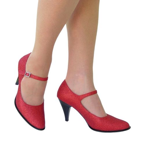 Chaussures De Fêtes Escarpins À Bride Haut Talons 8 Cm Rouge Paillette Pleaser Fr 38 Us8