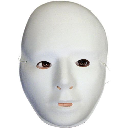 Masque Blanc Dur Pour Homme - Accessoire De Déguisement Pour Soirées D'halloween