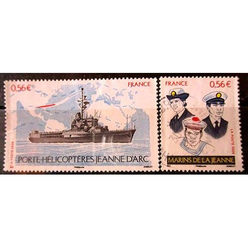 2009. Série Complète F4423 À F4424: Navire Porte-Hélicoptères Jeanne D'arc.