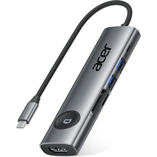 Hamiltion-Hub Usb C, 4K@60Hz Adaptateur Usb C Vers Hdmi 7En1 Avec Pd 100W, Lecteur De Carte Sd/Tf, 2*Usb 3.0 Et Usb C 5Gbps, Bouton Marche/Arrêt De L'Écran Compatible Avec Ipad Pro, Macbook, Galaxy E