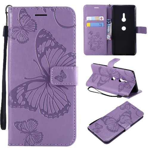 Étui Pour Rabattu Sony Xperia Xz3 Cuir Pu Couverture Antichoc Avec Support De Fente Pour Carte Flip Kickband Couverture Magnétique - Violet