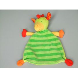 Doudou Dragon Plat Vert Jaune Orange Rouge Babysun