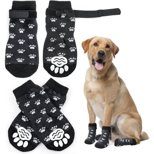 Chaussettes Antidérapantes Pour Chien, Double Face, Avec Sangles Réglables, Contrôle De La Traction Pour L'intérieur Et Le Parquet