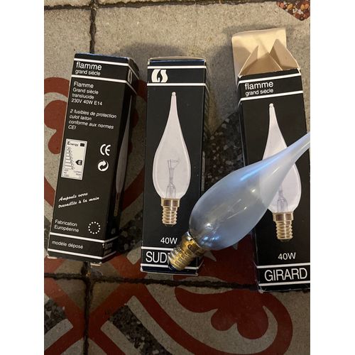 Ampoules Girard Sudron, 40 W E. 14 Type Flamme Grand Siècle.