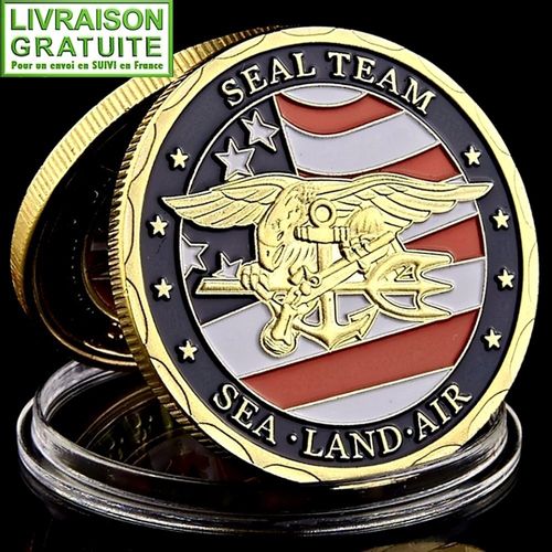 Us Navy Seals Seal Team - Pièce Médaille Commémorative Plaquée Or (Réf 1)