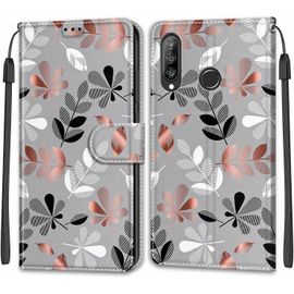 Étui Portefeuille En Cuir Pu Aimanté Pour Huawei P30 Lite / Nova 4e - Coque Flip Avec 2 Emplacements Cartes Et Support Mains¿Libres
