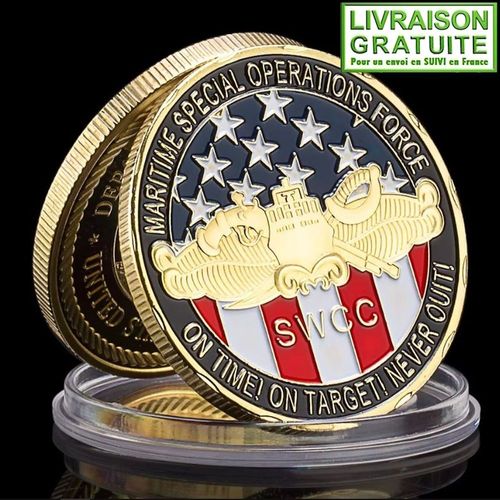 Swcc Special Warfare Combat Crewmen Us Navy - Pièce Médaille Commémorative Plaquée Or