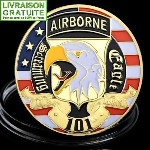 101st Airborne Screaming Eagle - Pièce Médaille Commémorative Plaquée Or (Réf 4)