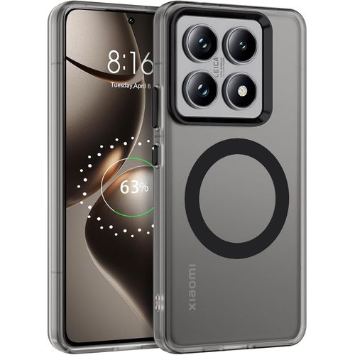 Ersan-Magnétique Coque Xiaomi 14t Pro, Fixe Fortement Aimant, Compatible Avec Magsafe, Case Translucide Mat Etui Protection Militaire Xiaomi 14t Pro Antichoc, Noir 02