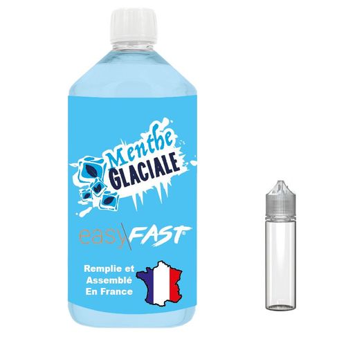 E liquide Menthe glacial - 200 ml - 50/50 MPGV/VG 100% végétal - arôme naturel - easy/fast - Sans nicotine ni tabac + 1 flacons chubby 60 ml