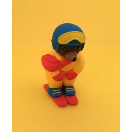 Figurine Petit Ours Brun Saute À Ski (Bayard Sa 1975)