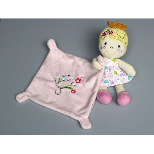 Doudou Princesse Poupée Mouchoir Rose Fleurs Casino
