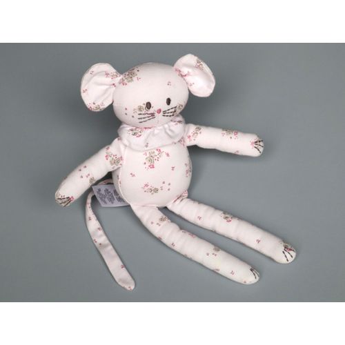 Doudou Souris Blanche Fleurs Roses Petit Bateau