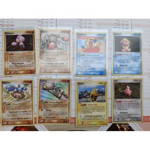 Lot De 8 Cartes Série Ex Forces Cachées Tygnon Kicklee Kapoera Melo Elekid Lippouti Lippoutou Debugant