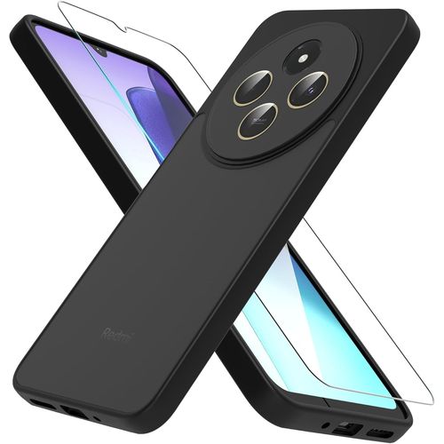 Coque Pour Xiaomi Redmi 14c Avec 1 Verre Trempé Protection, Coque Redmi 14c Full Body Protection Integrale Bumper Etui Pour Xiaomi Redmi 14c 4g - Noir.[G51]