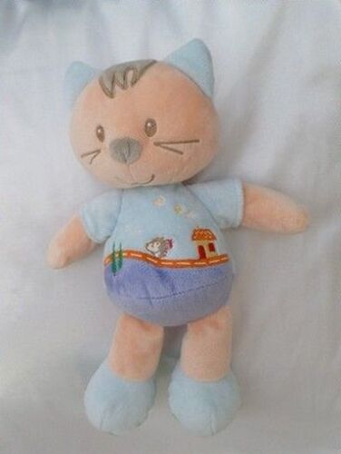Doudou Peluche Chat Bleu Broderie Maison Héisson Influx Cora
