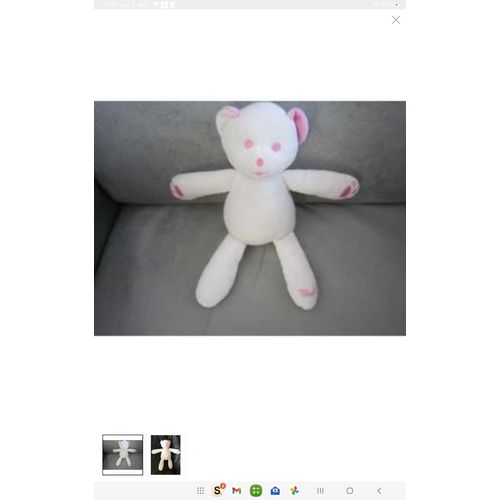 Doudou Peluche Ours Blanc Et Rose Musti De Mustela