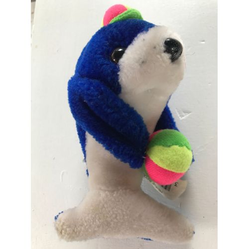 Peluche Phoque Bleu Avec Ballon Et Casquette - Eluz -15 Cm