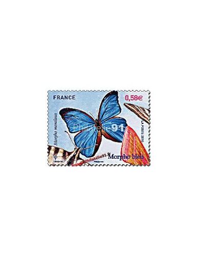 Timbre Papillon Morpho Bleu