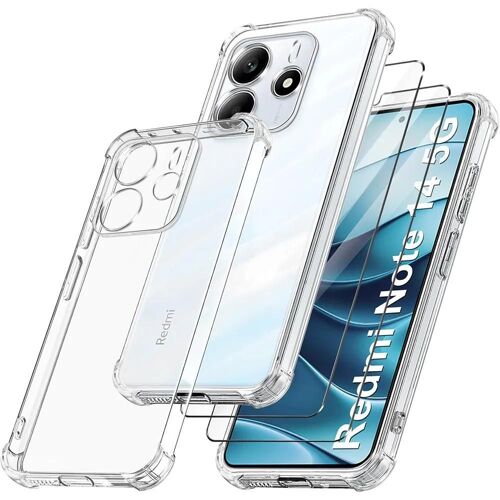 Coque Pour Xiaomi Redmi Note 14 5g (Pas Pour 4g) Tpu Antichoc Transparente + 2 Verres Trempés Vitre Protection - E.F.Connection
