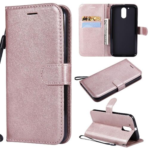 Flip Étui Pour Motorola Moto G4 Étui De Téléphone Portefeuille D'affaires Couleur Solide Classique Avec Fente Pour Carte Cuir De Haute Qualité - Couleur Rose