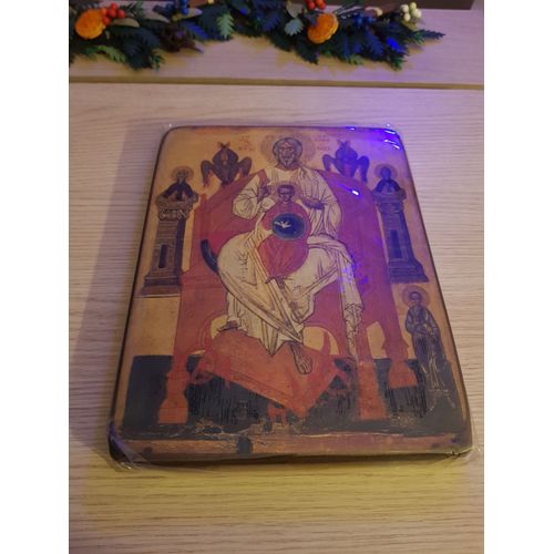 Icone Le Père, Le Fils Et Le Saint Esprit - Xivème Siècle - Novgorod