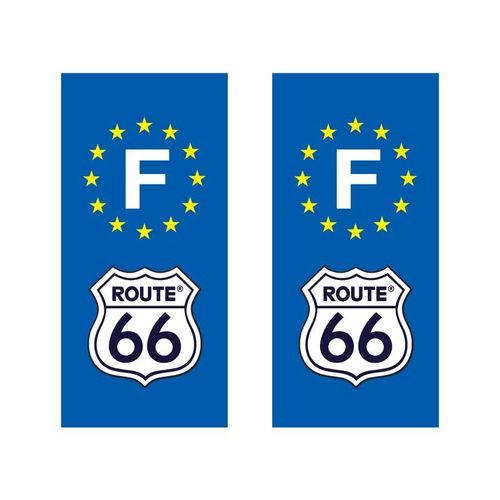 Lot De 2 Sticker Plaque Immatriculation Adhésif Autocollant Logo Marque Voiture Route 66