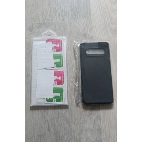Samsung Galaxy S10 Protection Verre Trempe + Case Silicone Noire