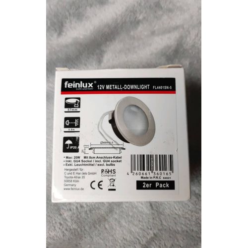 Lot De 2 Spots Encastrables Entièrement En Métal G4 12 V Et Couvercle En Verre