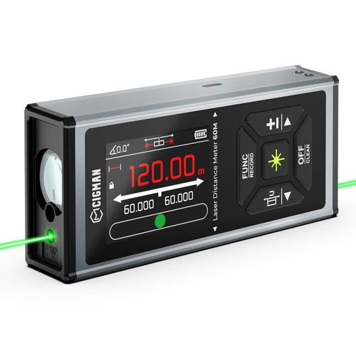 Télémètre laser bilatéral vert CIGMAN CD-60G 393ft/120M, avec unités multiples Ft/in/M, batterie rechargeable 850mAh