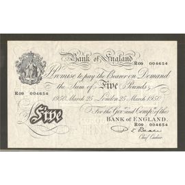 Billet Royaume-Uni De Grande-Bretagne+Irlande Du Nord, 5 Pounds, 1950