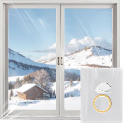 KALANKA-Isolant Fenetre Anti Froid Film Anti Condensation Film Isolant Fenetre Thermique Calfeutrage Fenetre Découpable sur Mesure 1,7 m x 1,5 m