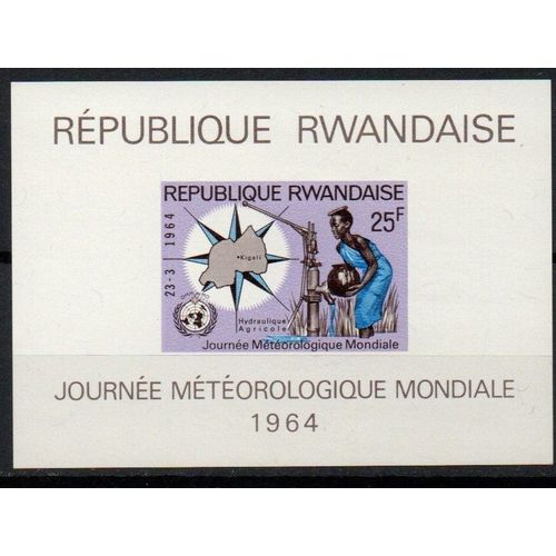 Rwanda Timbre Journée Météorologique Mondiale 1964