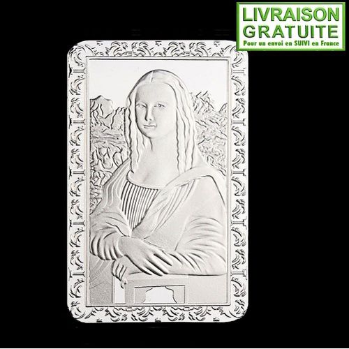 La Joconde Mona Lisa Léonard De Vinci - Lingot Commémoratif Plaqué Argent
