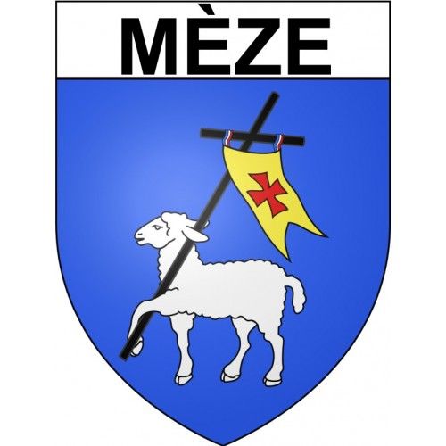 Mèze 34 Ville Stickers Blason Autocollant Adhésif - 12 Cm
