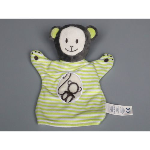 Doudou Singe Plat Gris Vert Marionnette Obaïbi