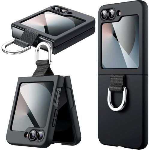 ELVORIX-Coque Uniquement pour Galaxy Z Flip7FE 2025 / Z Flip 6 2024 avec Anneau, Étui Housse de Protection Antichoc Anti-Rayures Fine en PC Dur (Noir)