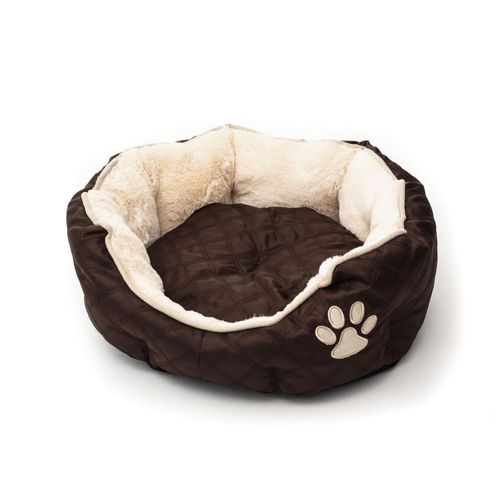 Panier Souple Matelassé Rond, Coussin Amovible Réversible, 45 X 40 X 14 Cm Brun / Beige - Zamibo