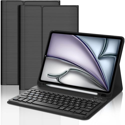Étui Clavier pour iPad Air 11 (M3 2025/M2 2024) - iPad Air 5/4 Clavier Magnétique AZERTY Français Clavier, Coque Arrière antidérapante