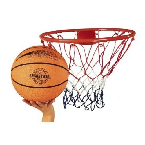 Panier De Basket Mural Acier Ø 47 Cm Enfant - Avec Ballon, Pompe, Filet, Fixations - Anneau, Cerceau - Set Sport Exterieur Et Carte