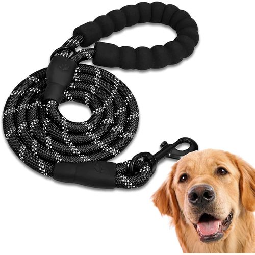 Teppc-Edipets, Laisse Chien, Laisse De Dressage Pour Chien, Rembourrée, Poignée Souple, Corde Pour Chiots Et Petits, Moyens Et Grands Chiens, 1,2 Et 1,5 Mètres (2.2 M, Noir)